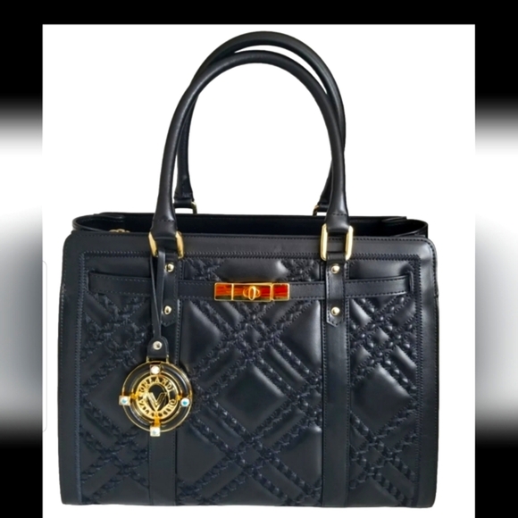 SOLD! NWT VALENTINO ORLANDI Black Leather Quilted Front Satchel Crossbody bag - Picture 10 of 15